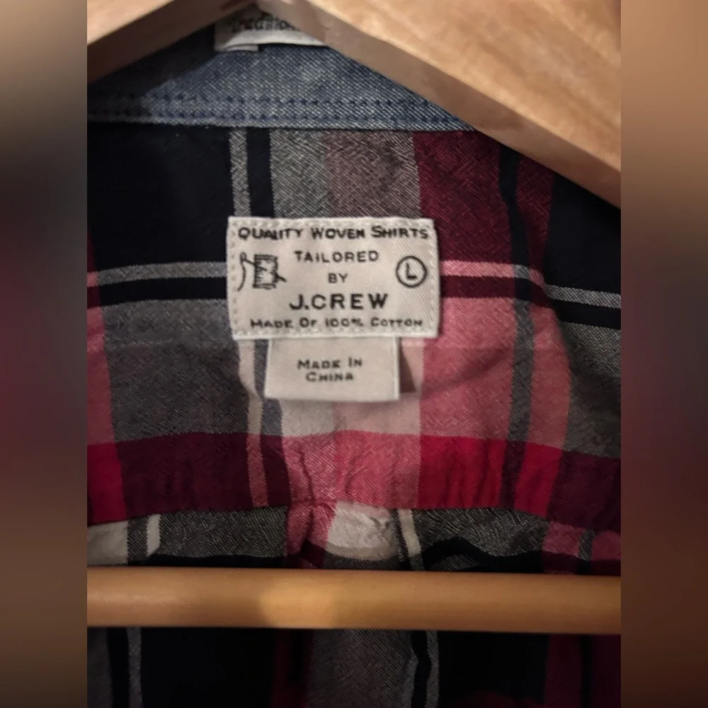 J. Crew Men's Casual Plaid Shirt - Red, Navy, White‎